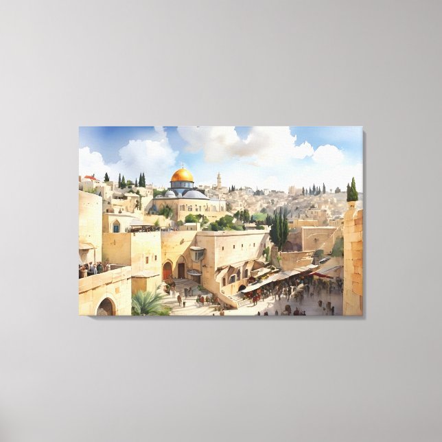 Toile L'art de l'aquarelle Jérusalem Israël (Recto)