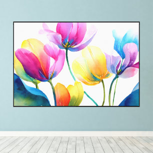 Toile L'art floral abstrait dans les tulipes arc-en-ciel