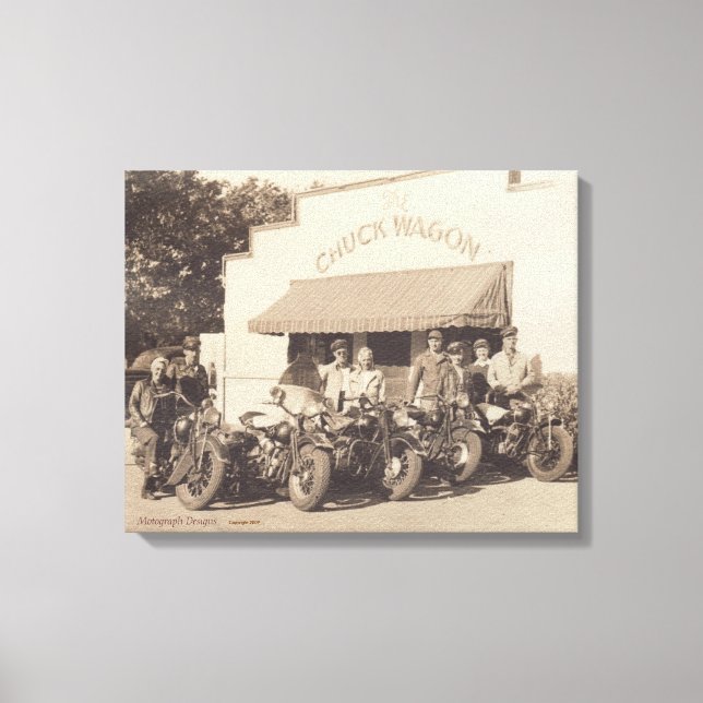 Toile L'art photo "Biker's Chuck Wagon" des années 1940 (Recto)