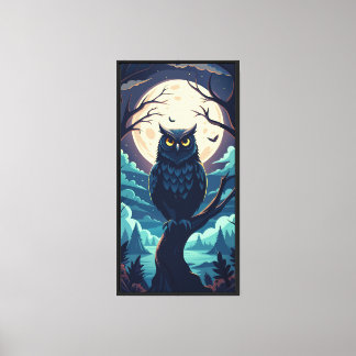 Toile L'art vectoriel mystique du hibou sur la Lune