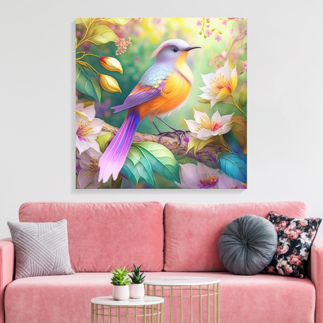 Toile Lavande Tête Orange Breased Imaginaire Oiseau (Insitu(Salon))