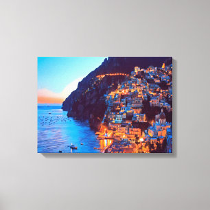 Toile ldp POSITANO Côte Amalfi - coucher de soleil à l