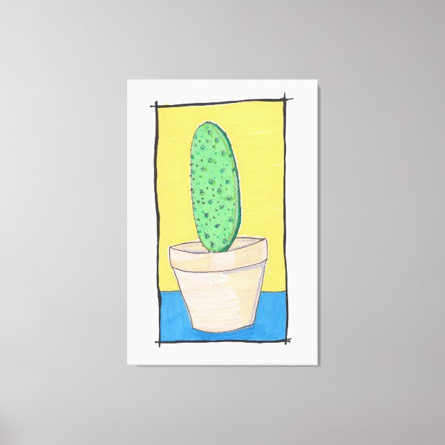 Toile Le cactus - art naïf - poire de pricks du désert (Recto)