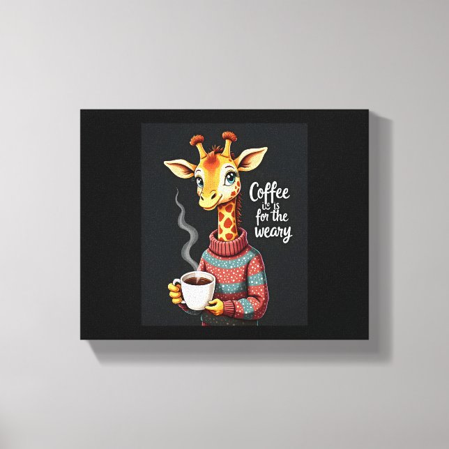 Toile Le café est pour l'amoureux de café girafe drôle f (Recto)