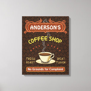 Toile Le café-restaurant avec la tasse créent vos