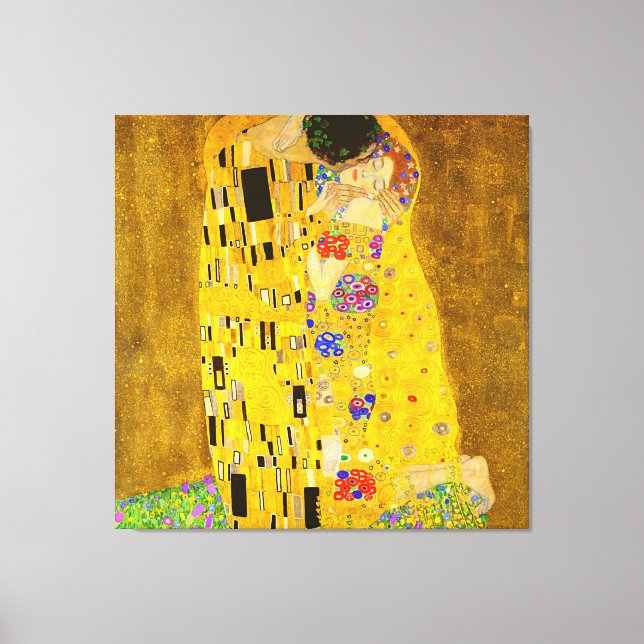 Toile Le célèbre tableau de Gustav Klimt, The Kiss. (Recto)