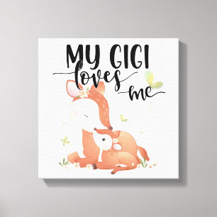 Toile Le cerf de bois Doe et le bébé Fawn Mon Gigi m'aim