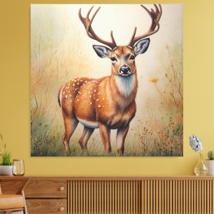 Toile Le Cerf Majestic Dans La Forêt D'Automne