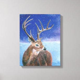 Toile Le cerf rouge (Cervus elaphus) et l'hiver