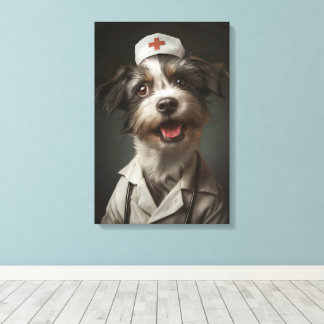 Toile Le chien mignon qui travaille comme infirmière