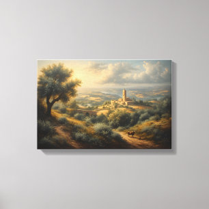 Toile Le clocher ensoleillé de la vallée