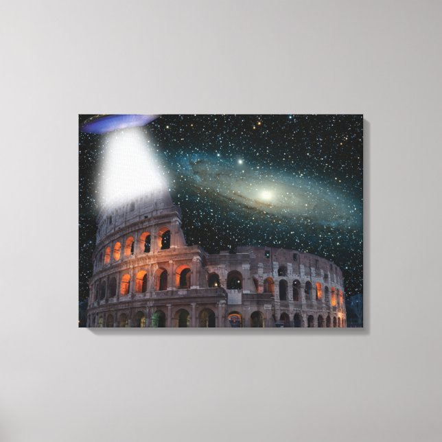 Toile Le Colisée Rome Italie rencontre l'espace et l'OVN (Recto)