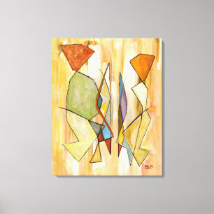 Toile Le Couple Beige Abstrait Art Contemporain