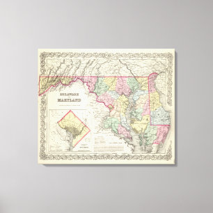 Toile Le Delaware et le Maryland avec le District de