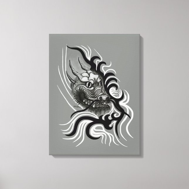 Toile Le dragon chinois à la toiture de tatouage (Recto)