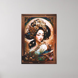 Toile Le Dragon d'or Geisha Girl AI Art par Xzendor7