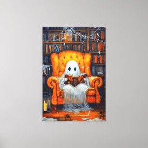 Toile Le fantôme des livres   Cosy Halloween Library Scè