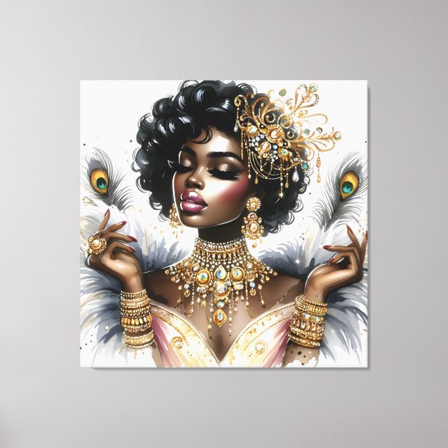 Toile Le glamour et la grâce : La Dame aux bijoux en pai (Recto)