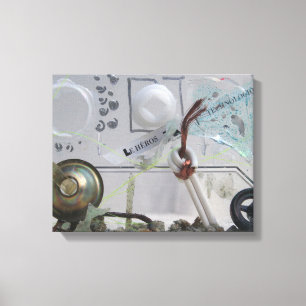 Toile Le Heros Technologique K7 1986 Geek multimédia mix