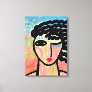 Toile Le joyeux portrait numérique Abstrait d'une femme