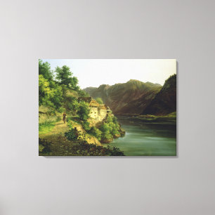 Toile Le lac Hallstatter, 1824 (huile sur toile)