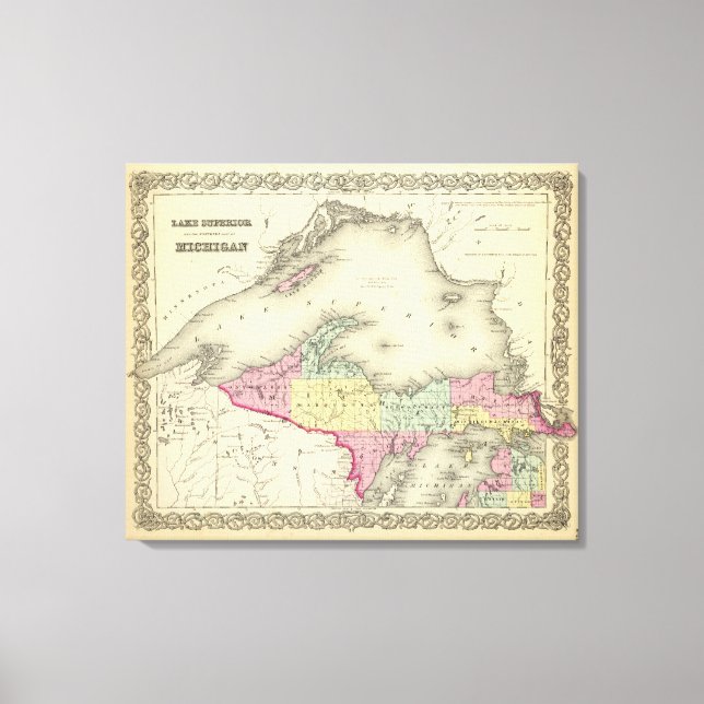 Toile Le Lac Supérieur Et La Partie Nord Du Michigan (Recto)