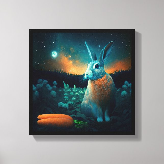 Toile Le lapin de la prospérité au clair de lune (Recto)