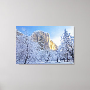 Toile Le lever du soleil frappe El Capitan par la neige