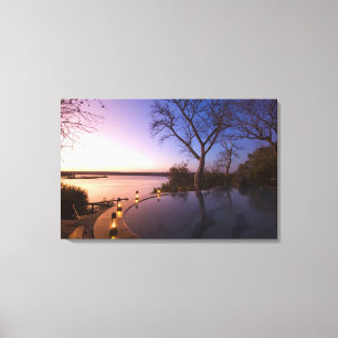 Toile Le lodge de The River Club, coucher de soleil sur
