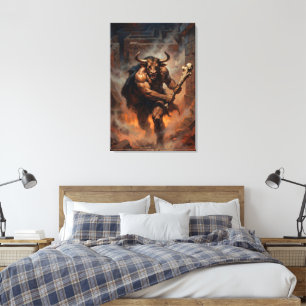 Toile Le Minotaure imposant du Labyrinthe