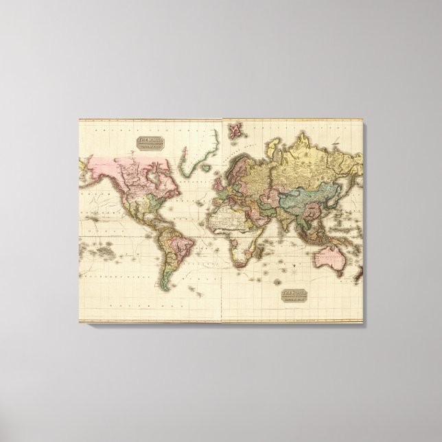 Toile Le monde sur la projection de Mercator (Recto)