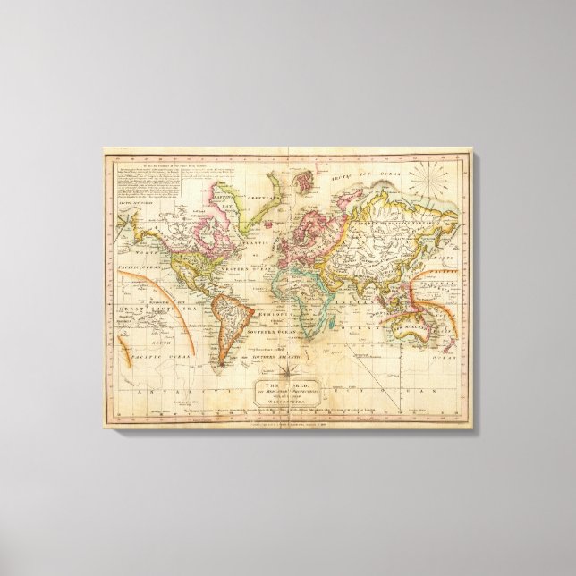 Toile Le monde sur la projection de Mercator (Recto)
