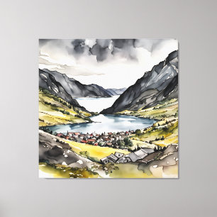 Toile Le paradis paisible par les fjords norvégiens