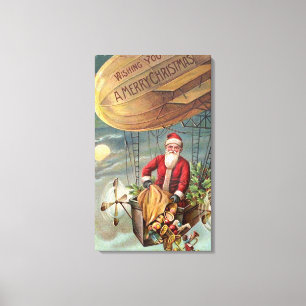 Toile Le père noël dans le dirigeable 3
