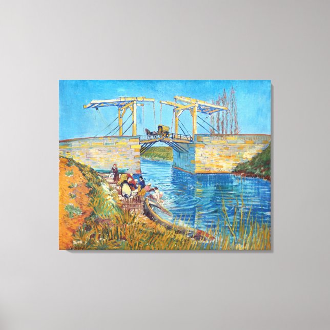 Toile Le pont des Langlois à Arles avec femmes en lave (Recto)