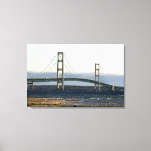 Toile Le pont Mackinac enjambant les détroits de 3