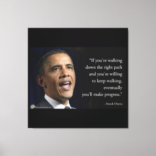 Toile Le président Obama et la citation "Faire des progr