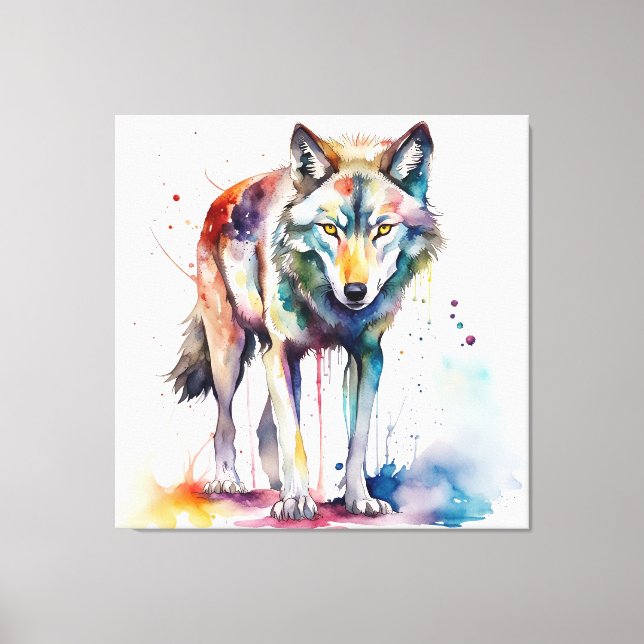 Toile Le rêve du loup d'aquarelle (Recto)