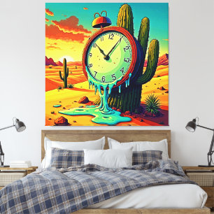 Toile Le Temps Du Désert S'Éteint Horloge