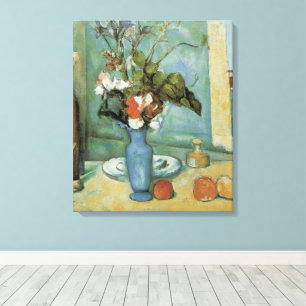 Toile Le Vase bleu (Fleurs et Fruits) de Paul Cézanne
