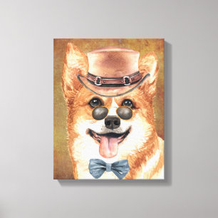 Toile Le visage du chien de Corgi portant des verres cas