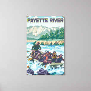Toile L'eau blanche transportant par radeau - rivière d