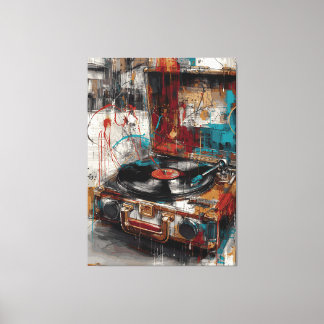 Toile Lecteur de Disques Vintage Pop Art Musique Design 