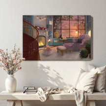 Lecture cosy coucher de soleil Salle Mur Canvas