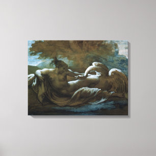 Toile Léda et le cygne (craie noire et la semaine)