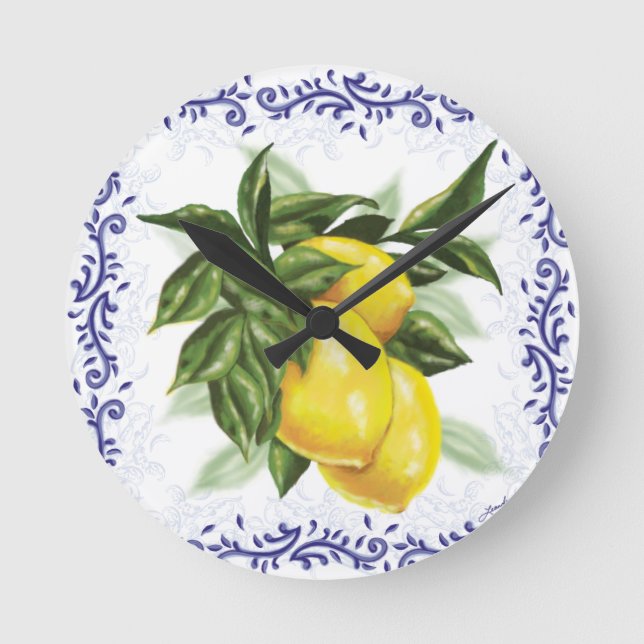 Toile Lemons Clock (Front)