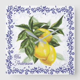 Toile Lemons Clock