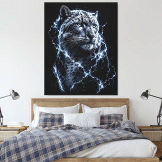 Toile Léopard des neiges électrique | Portrait de grand