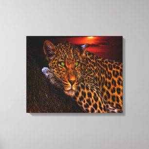 Toile Leopard du coucher de soleil