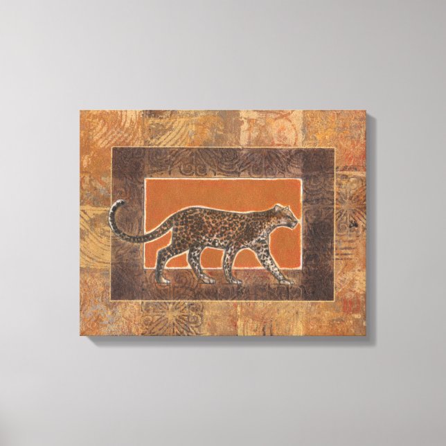 Toile Leopard sur Orange et Arrière - plan Brown (Recto)